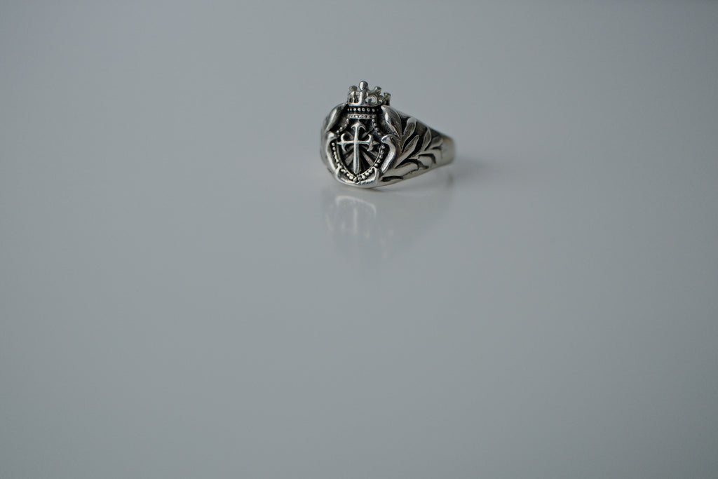 Cross with Crown Biker Ring