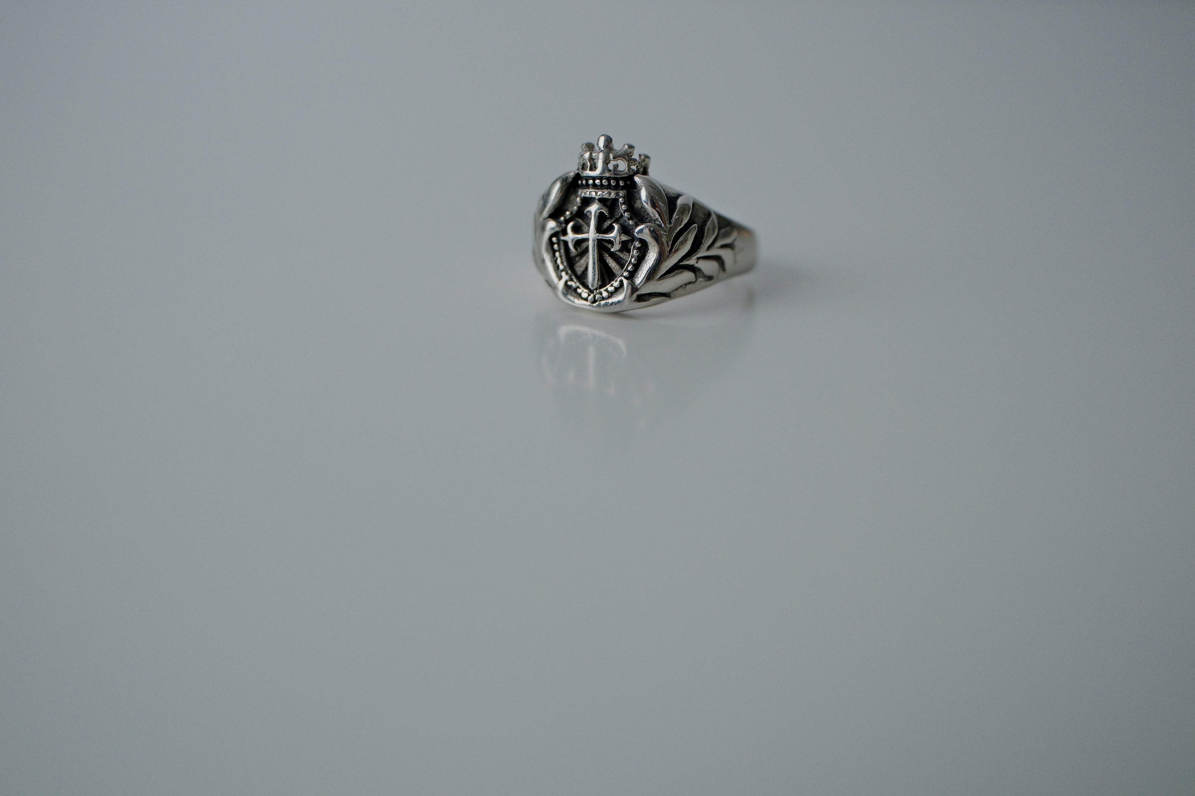 Cross with Crown Biker Ring