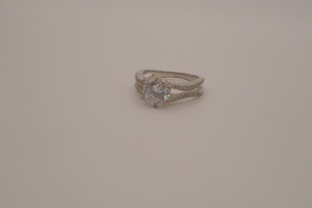 925 Silver Split Shank Engagement/Wedding Ring