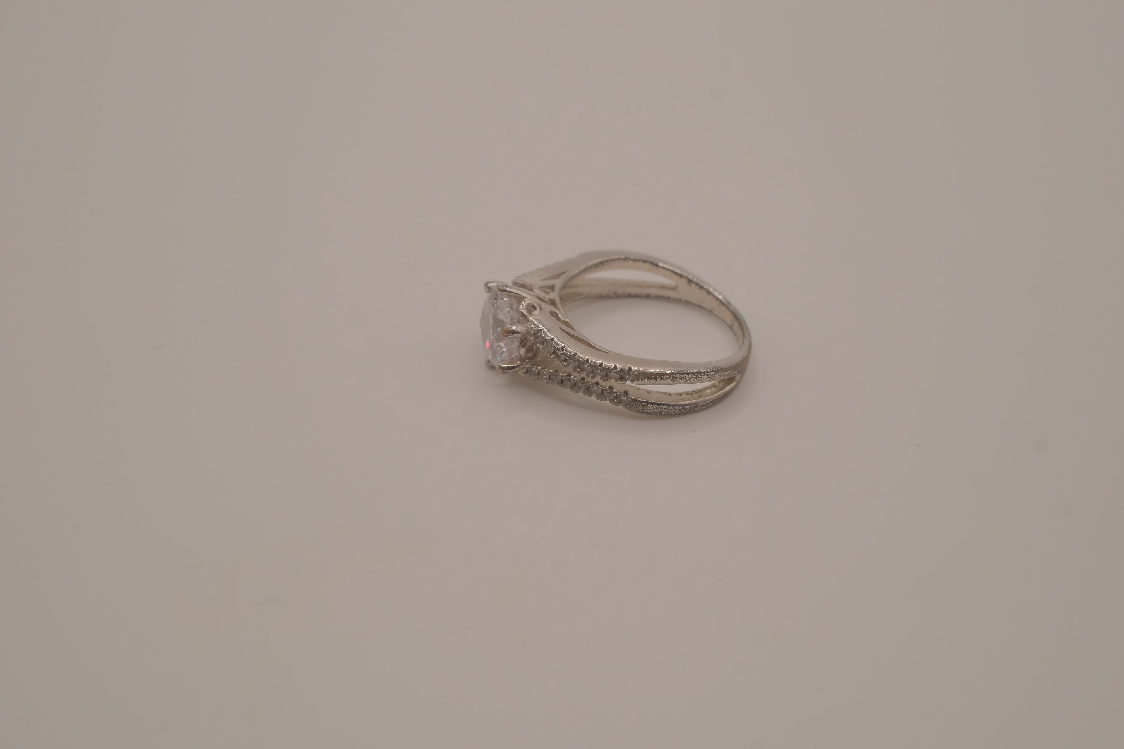 925 Silver Split Shank Engagement/Wedding Ring