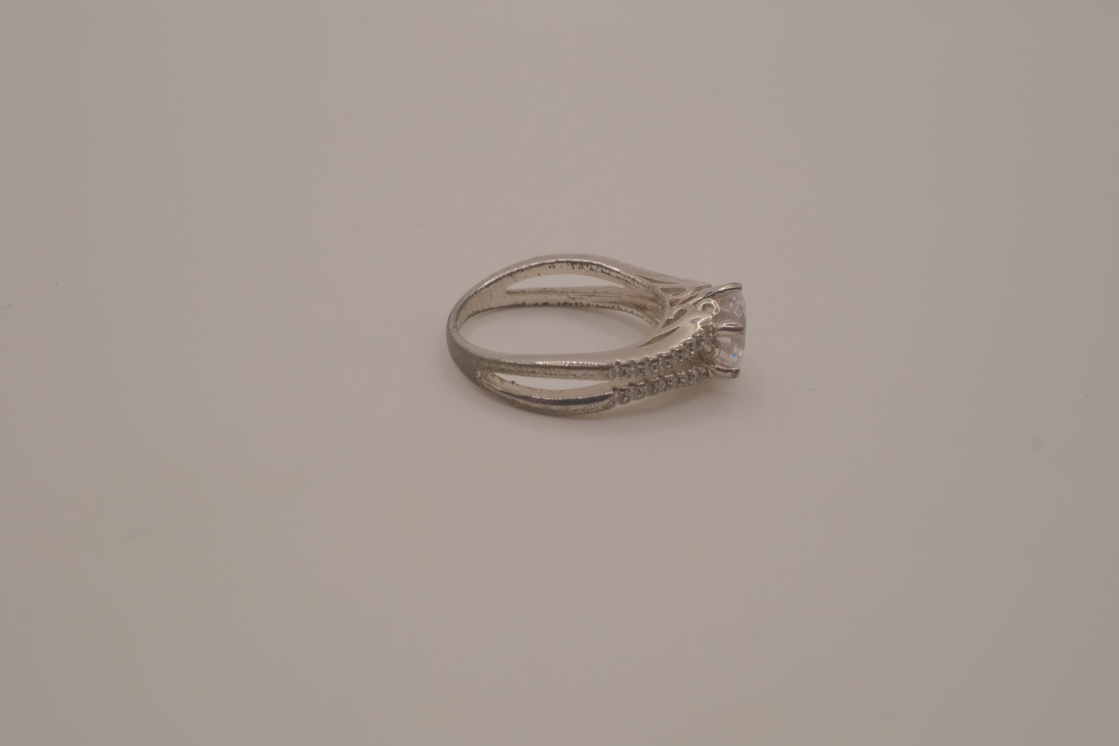 925 Silver Split Shank Engagement/Wedding Ring
