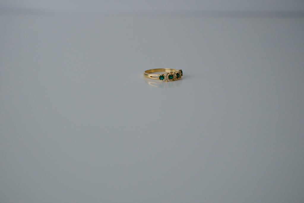 Vintage Emerald Gold Tone Ring