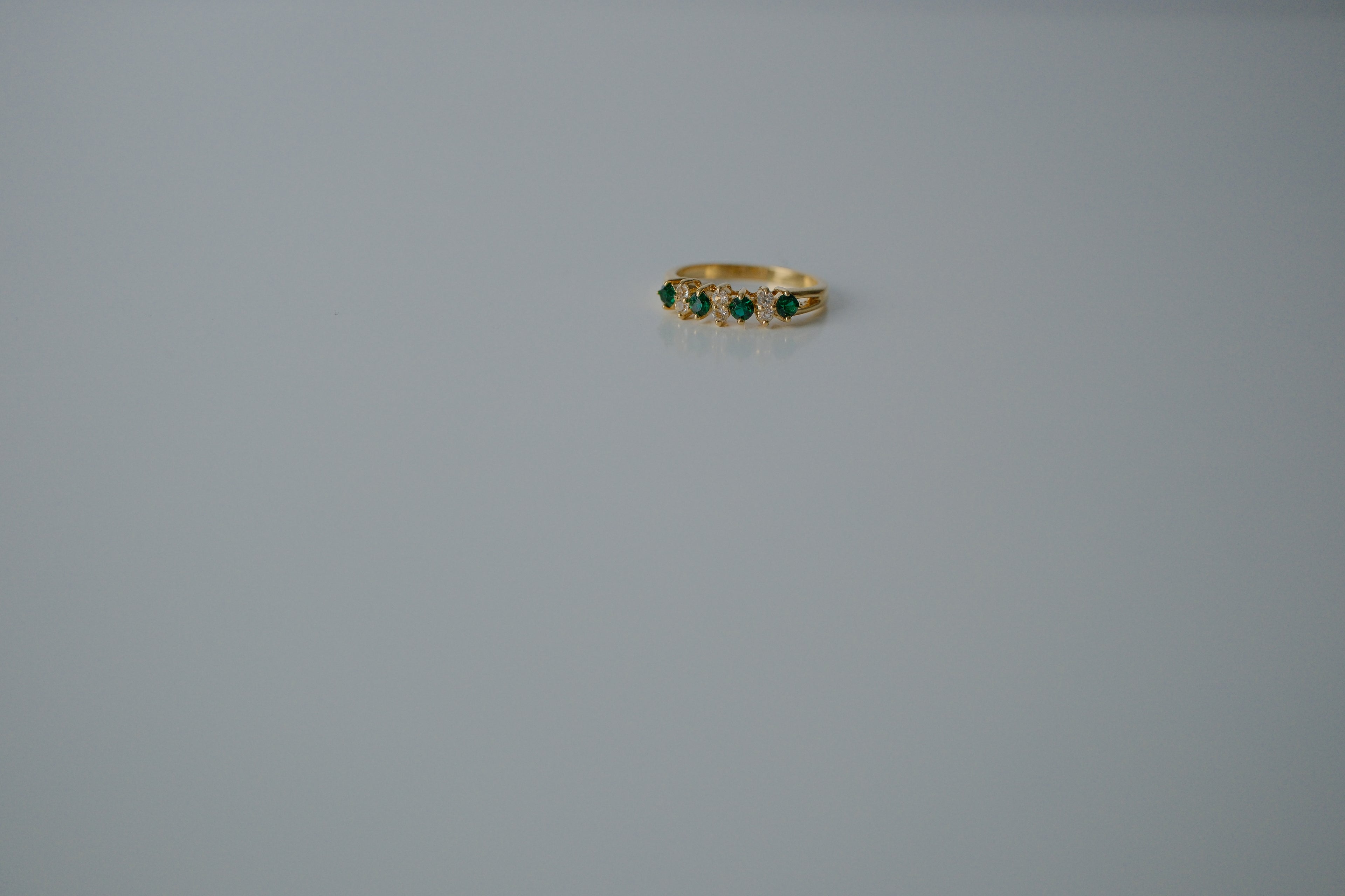 Vintage Emerald Gold Tone Ring