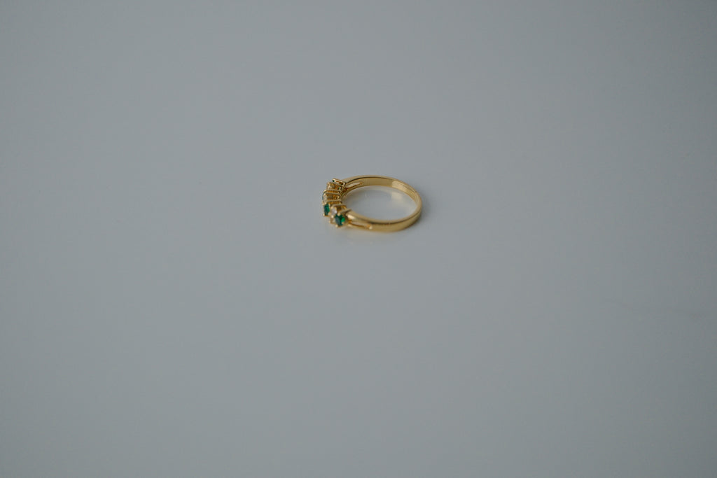 Vintage Emerald Gold Tone Ring