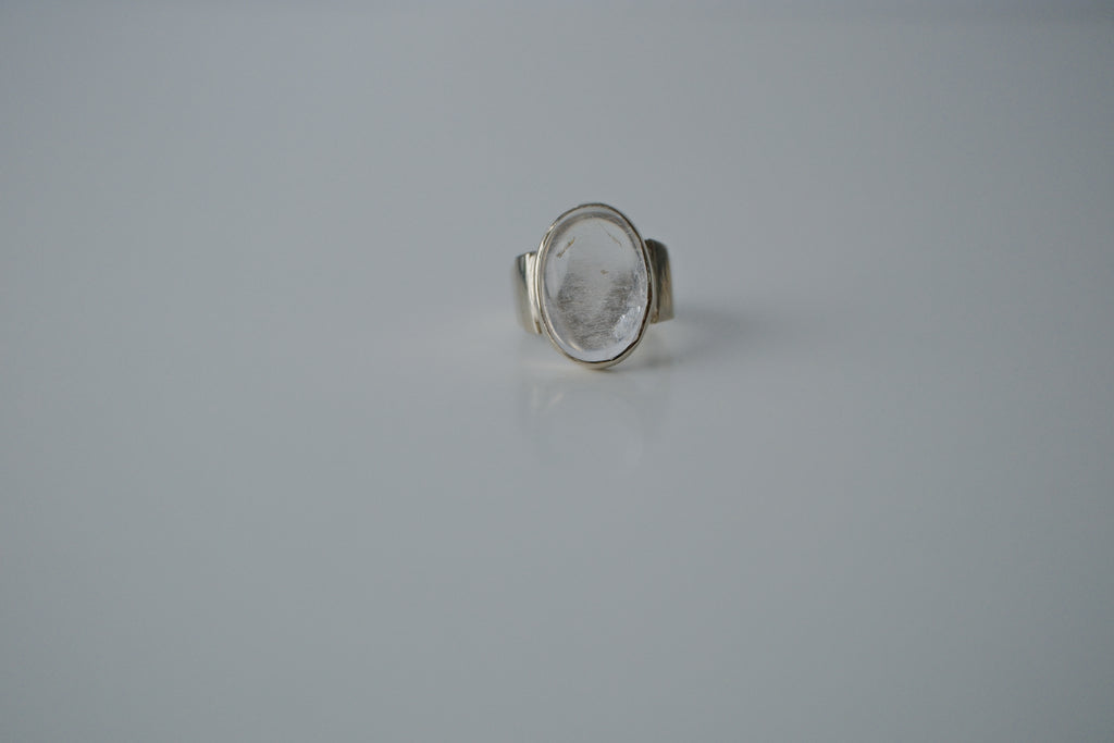 Silver Tone Blank Stone Ring