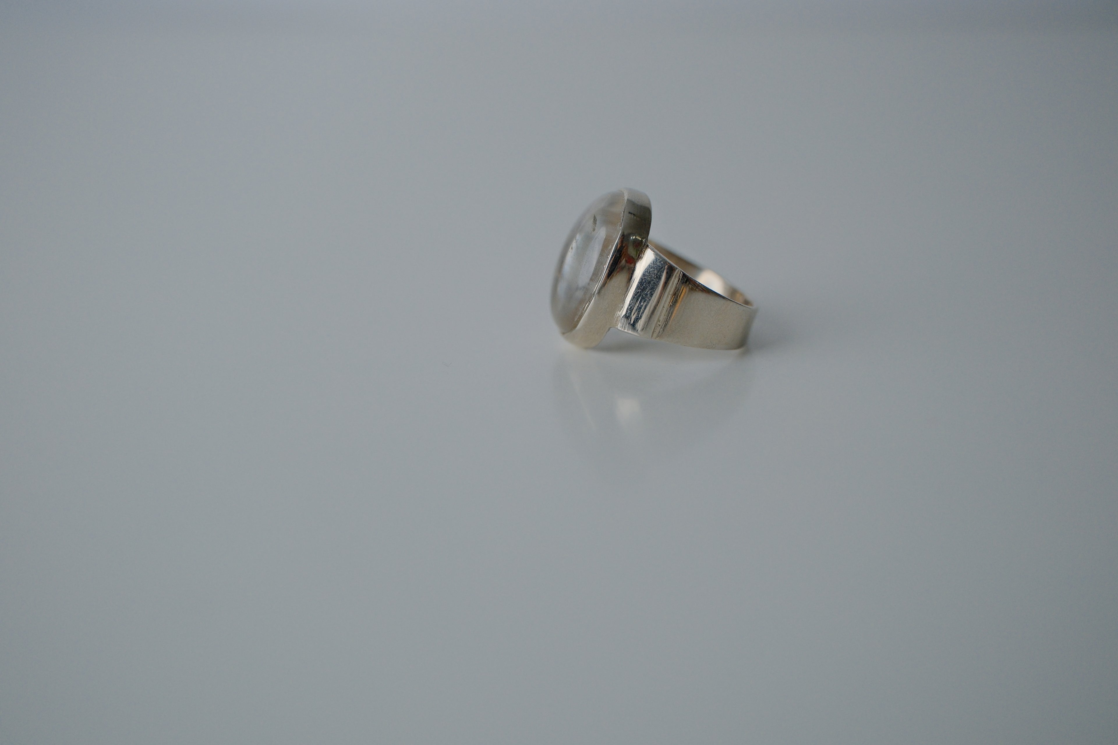 Silver Tone Blank Stone Ring