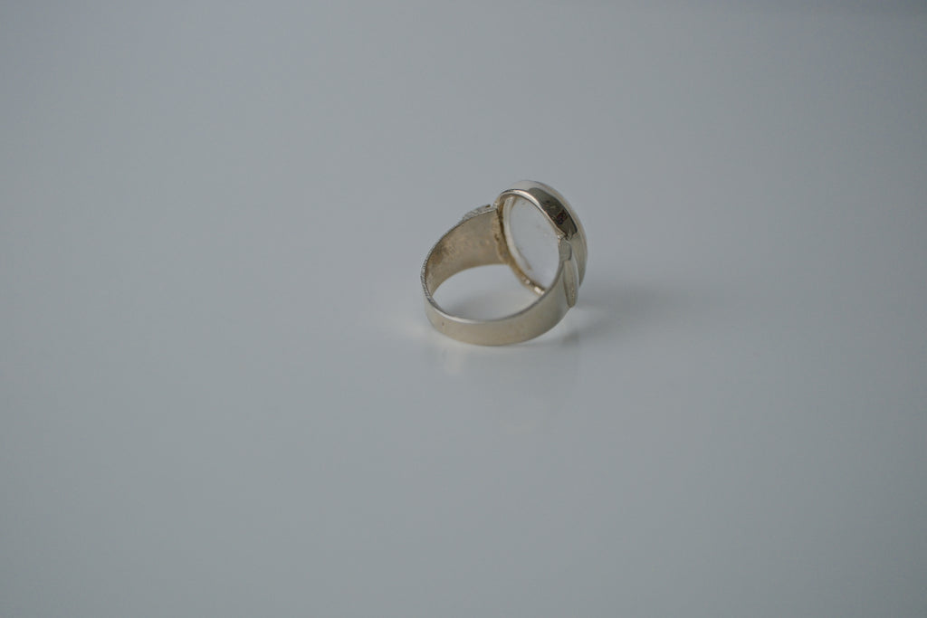 Silver Tone Blank Stone Ring