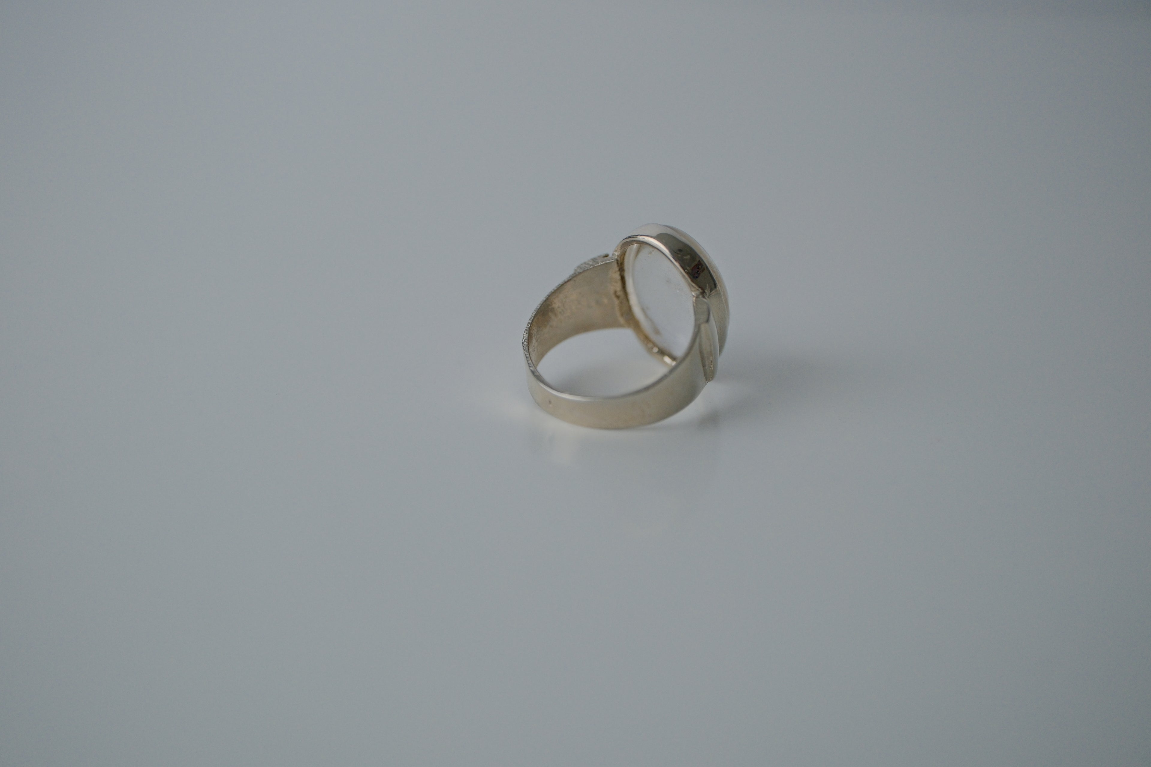 Silver Tone Blank Stone Ring