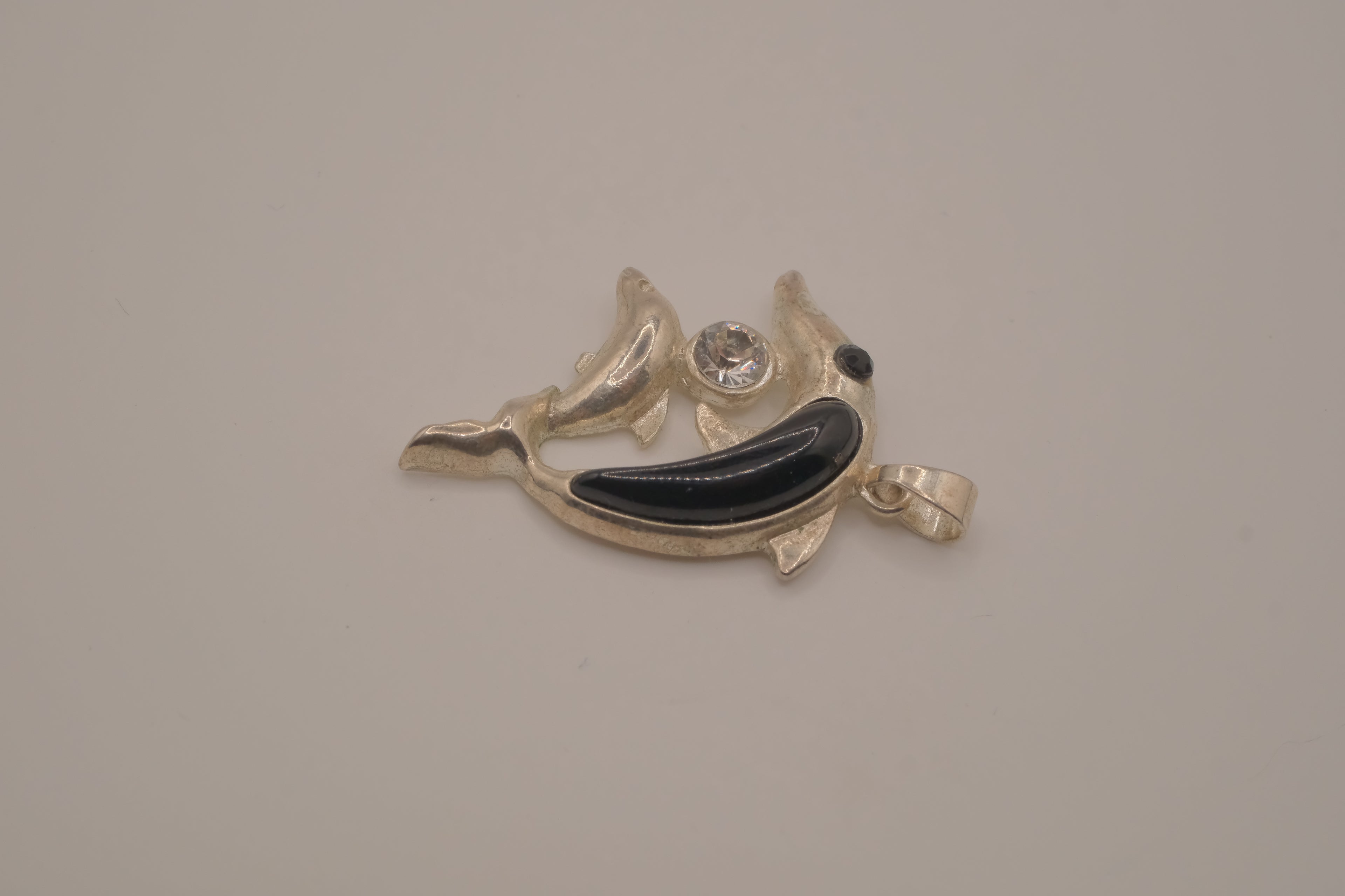 Vintage mother and baby double dolphin pendant