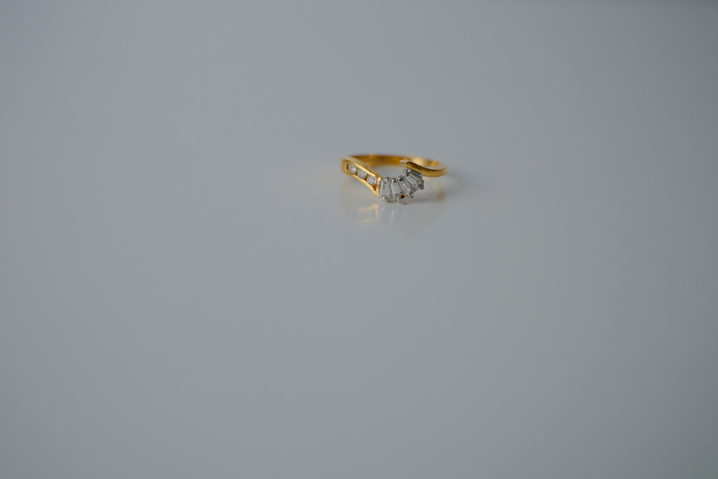 Asymmetrical Gold Crossover Ring