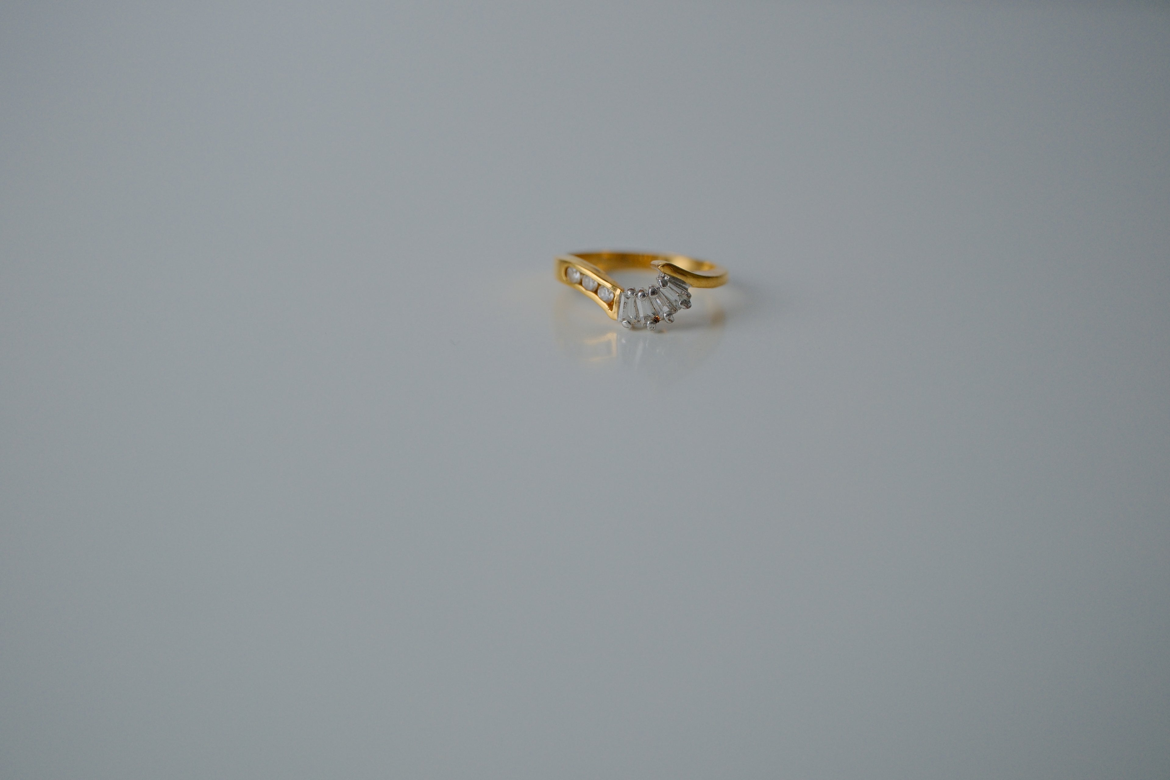 Asymmetrical Gold Crossover Ring