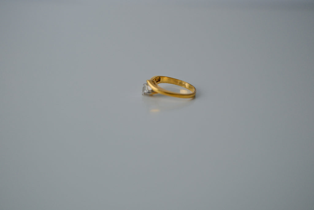 Asymmetrical Gold Crossover Ring