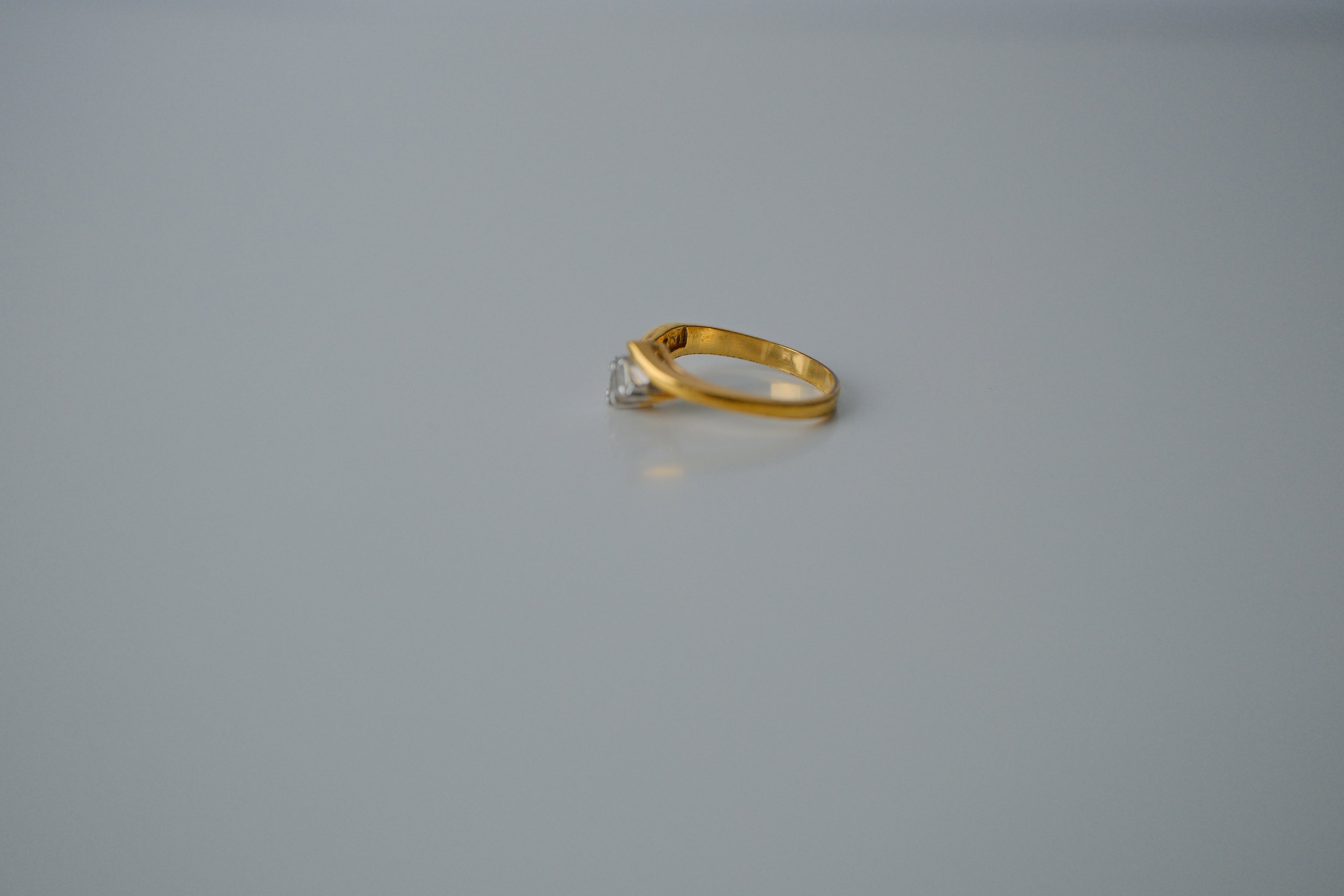 Asymmetrical Gold Crossover Ring