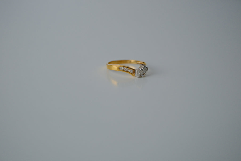 Asymmetrical Gold Crossover Ring