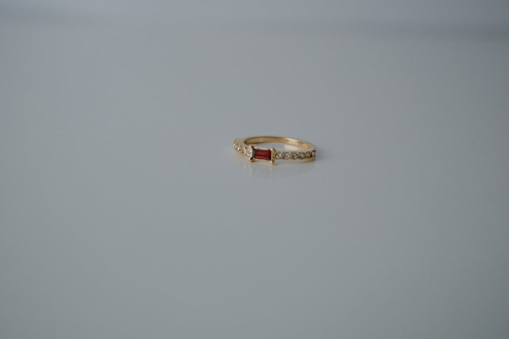 Gold Baguette Ruby Ring
