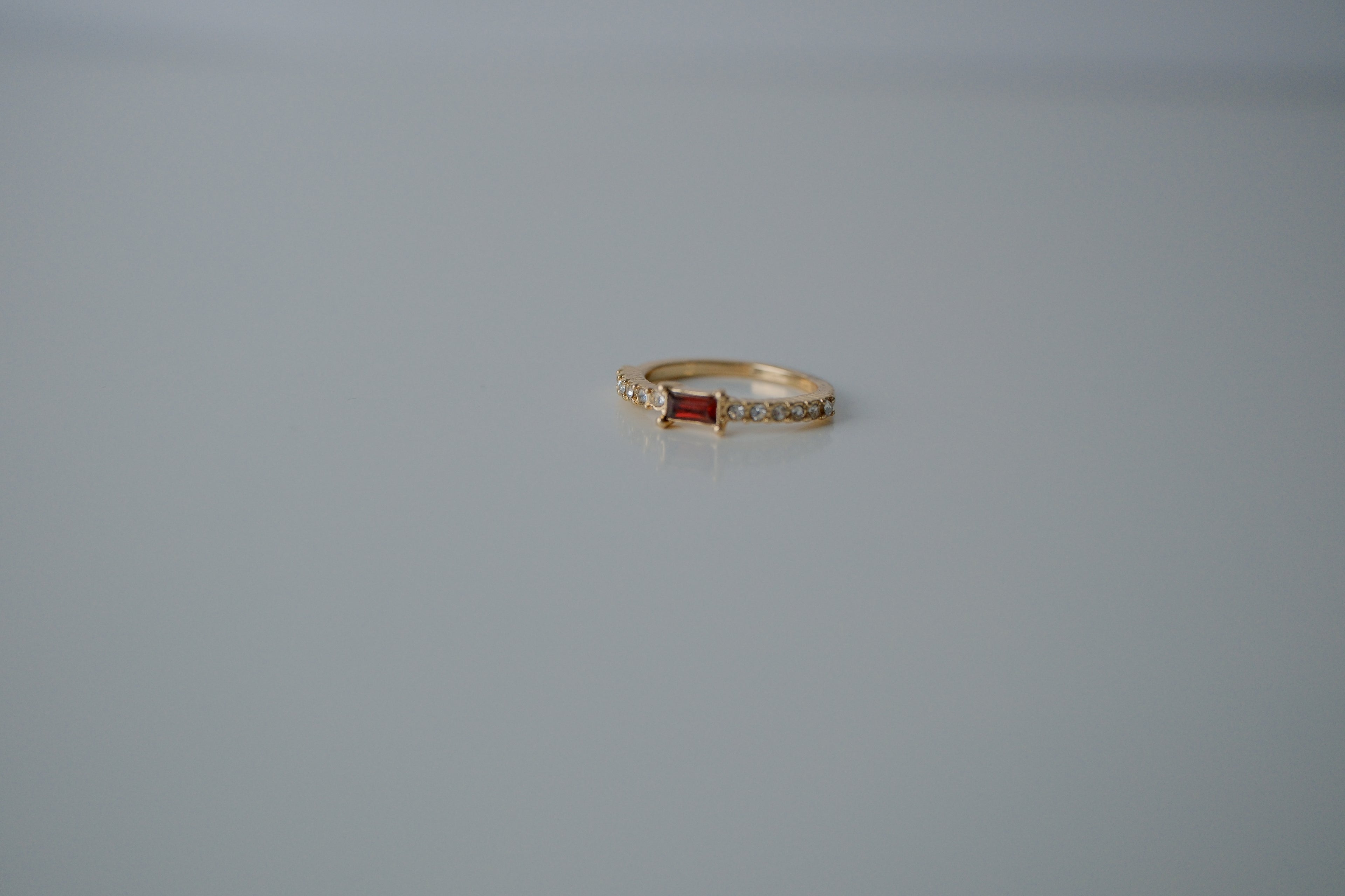 Gold Baguette Ruby Ring