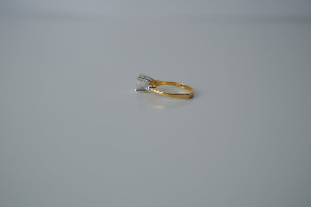 Two Tone Prong Set Ring