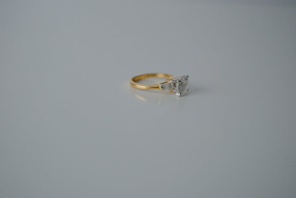 Two Tone Prong Set Ring