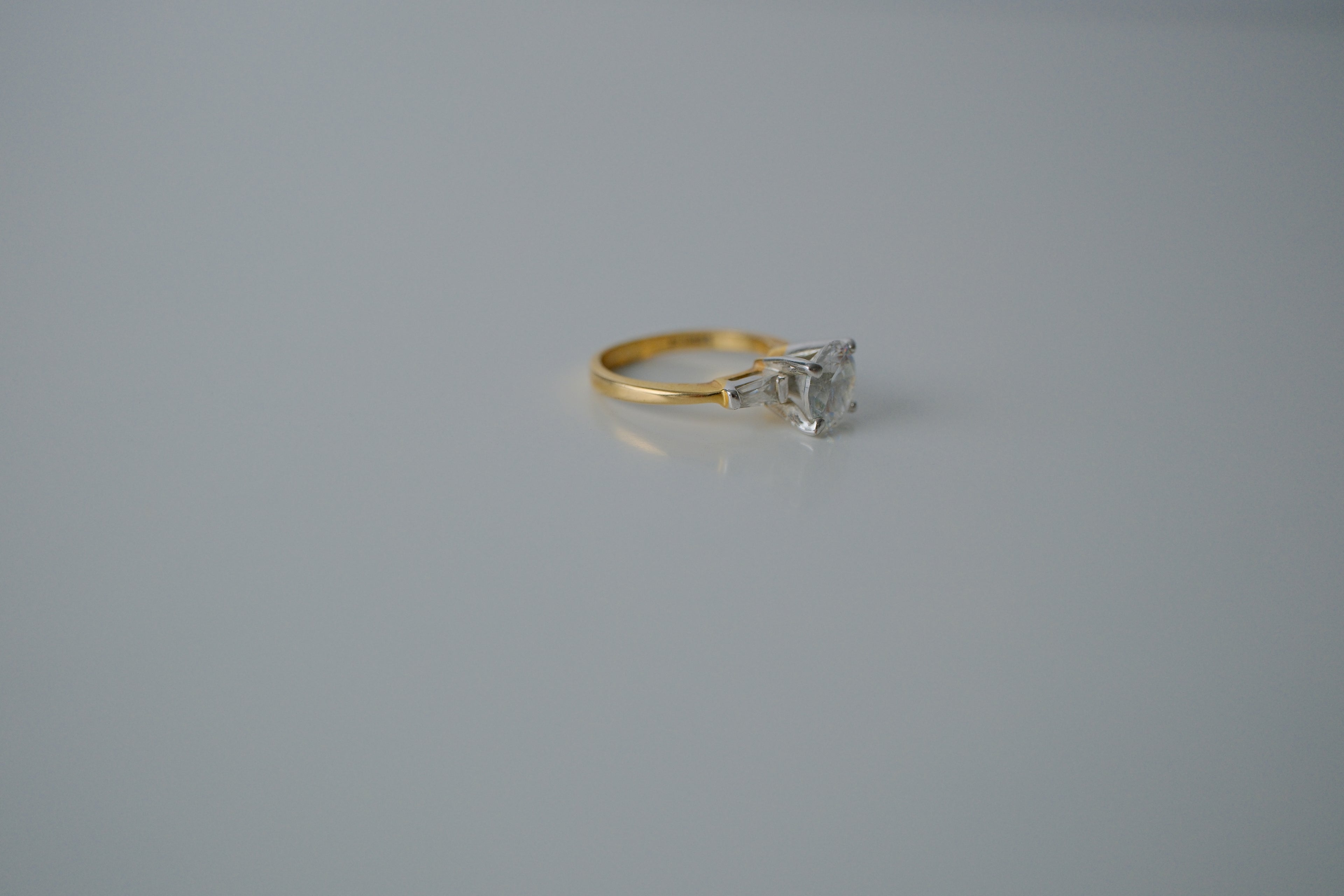 Two Tone Prong Set Ring