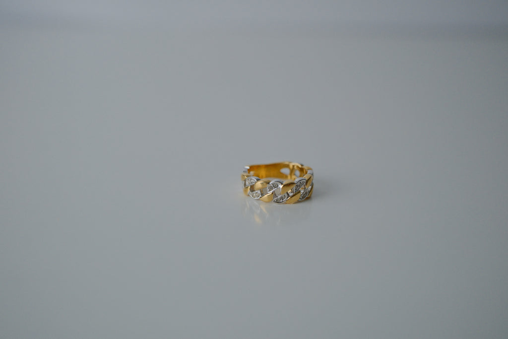 Two Tone Cuban Link Ring