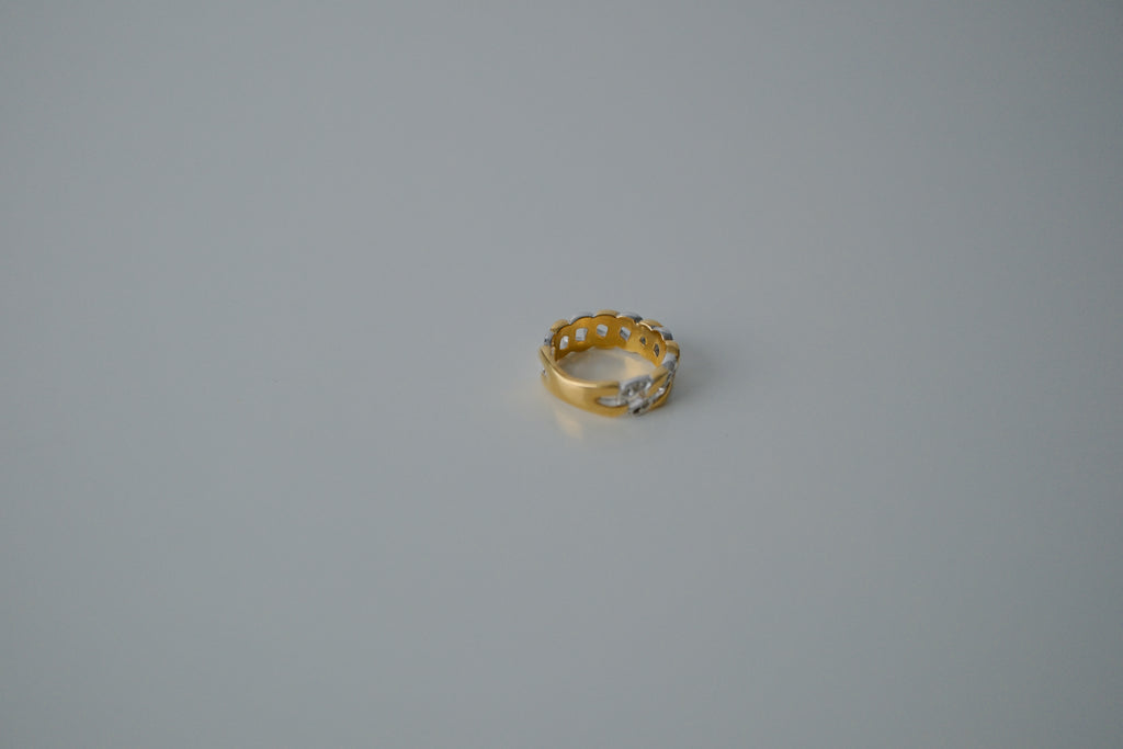 Two Tone Cuban Link Ring