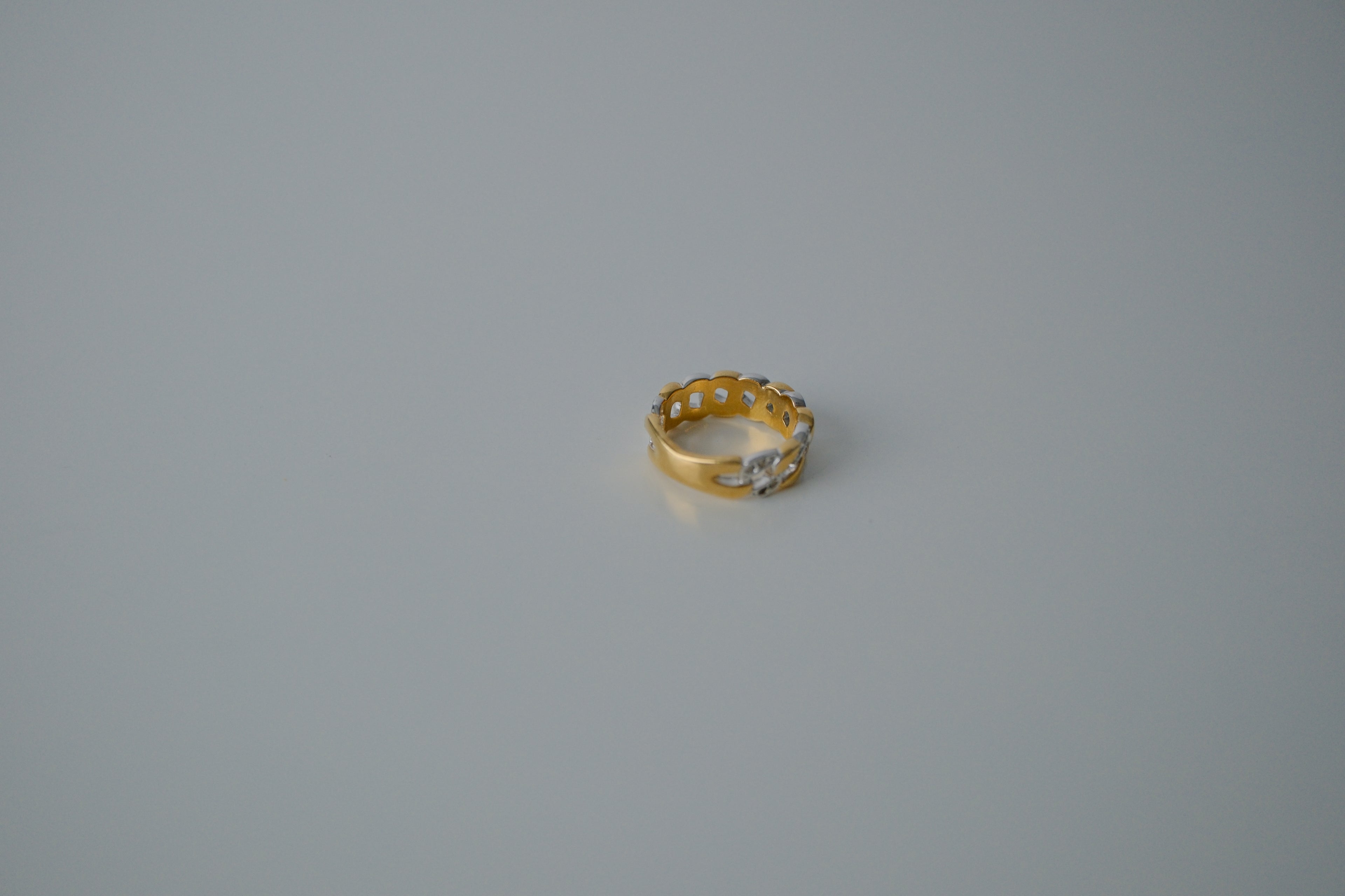 Two Tone Cuban Link Ring