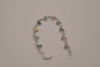 Silver-tone abalone dolphin as crescent motifs link bracelet