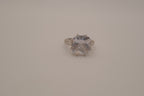 Silver tone cushion-cut cocktail ring