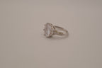 Silver tone cushion-cut cocktail ring