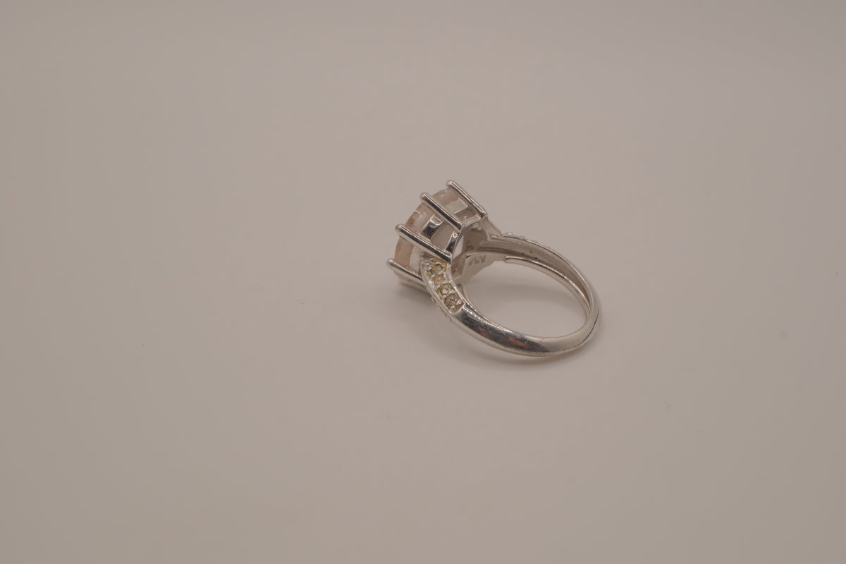 Silver tone cushion-cut cocktail ring