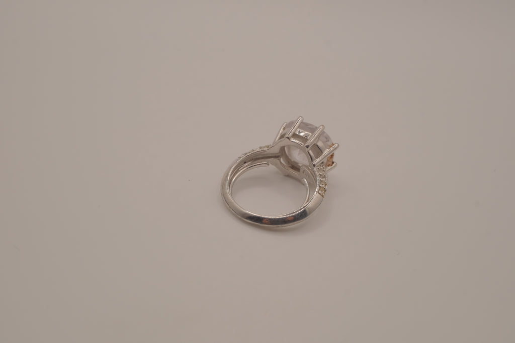 Silver tone cushion-cut cocktail ring