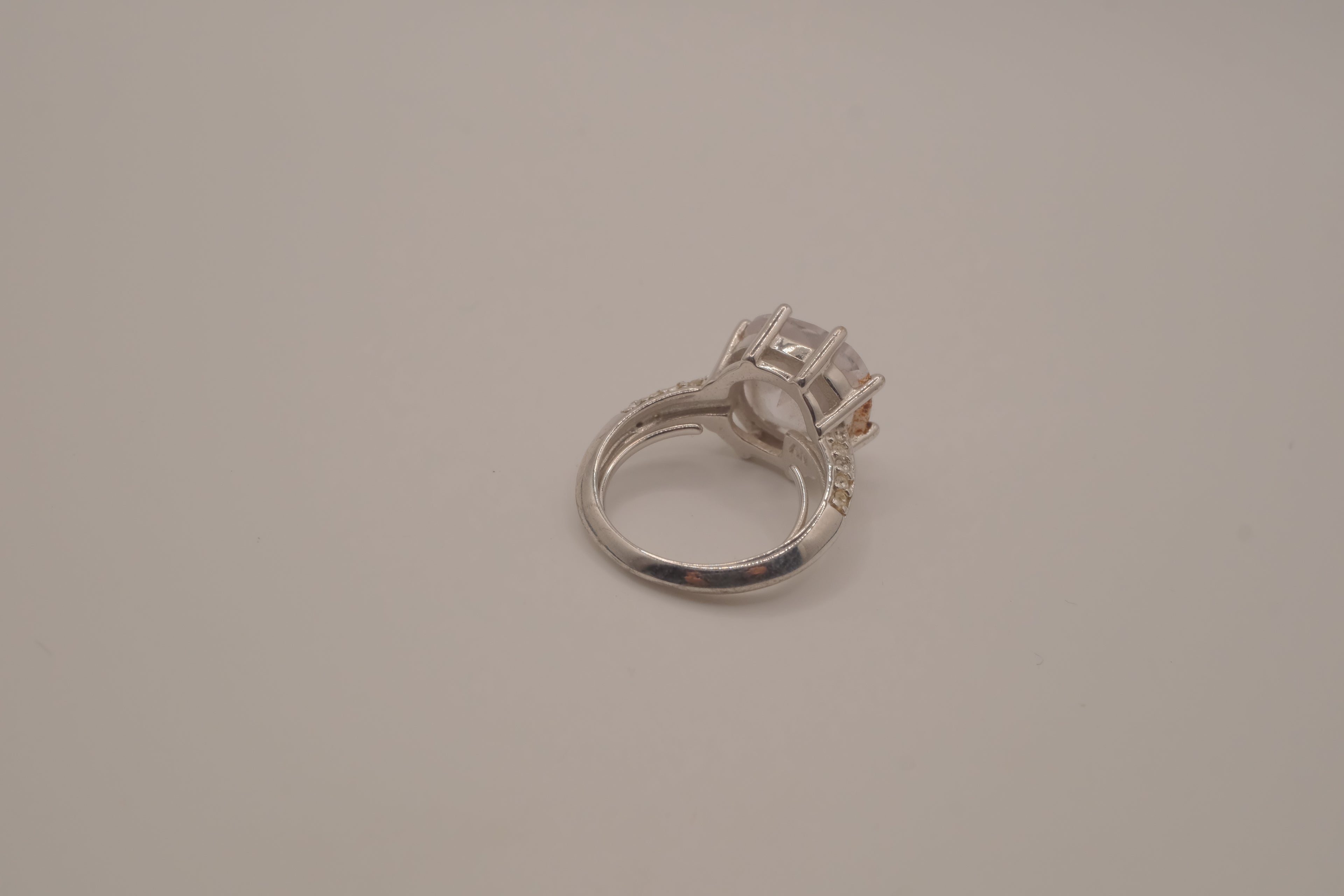 Silver tone cushion-cut cocktail ring