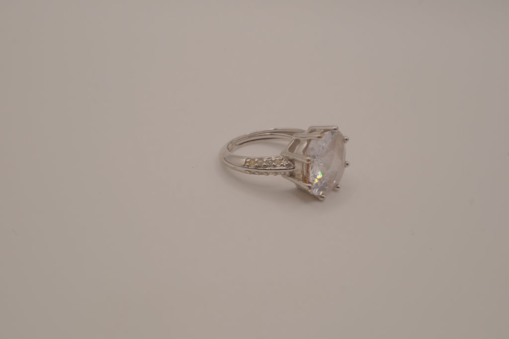 Silver tone cushion-cut cocktail ring