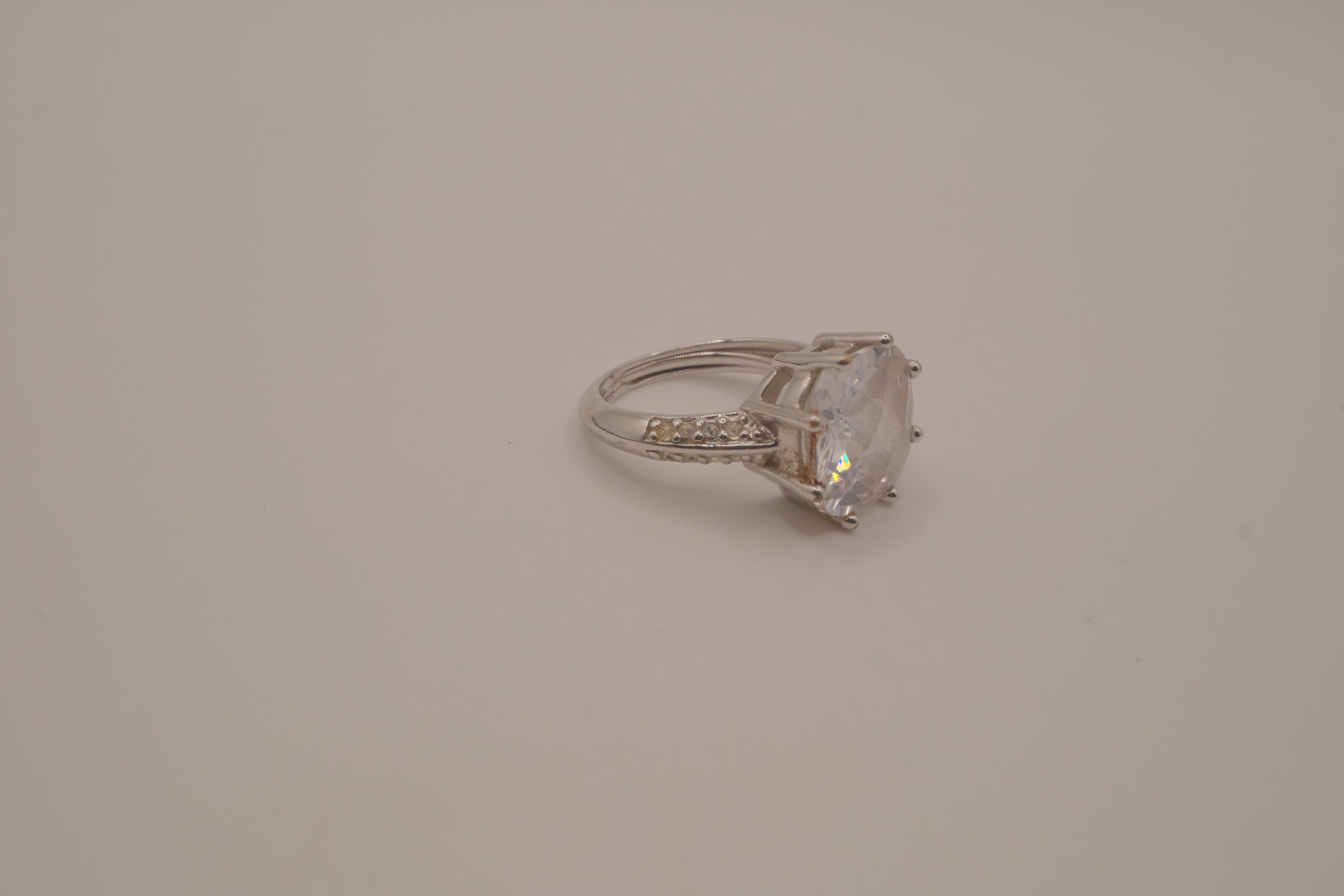 Silver tone cushion-cut cocktail ring