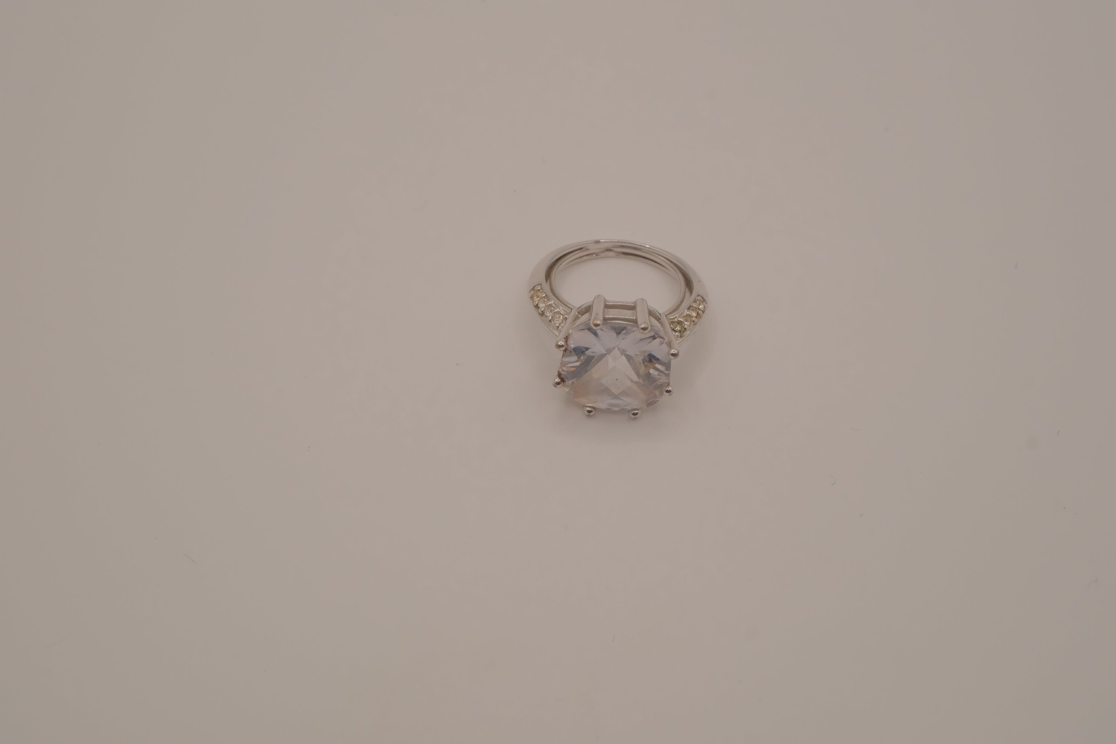 Silver tone cushion-cut cocktail ring