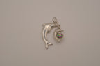 Silver tone Double dolphin pendant