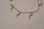 Vintage silver tone dolphin charm bracelet