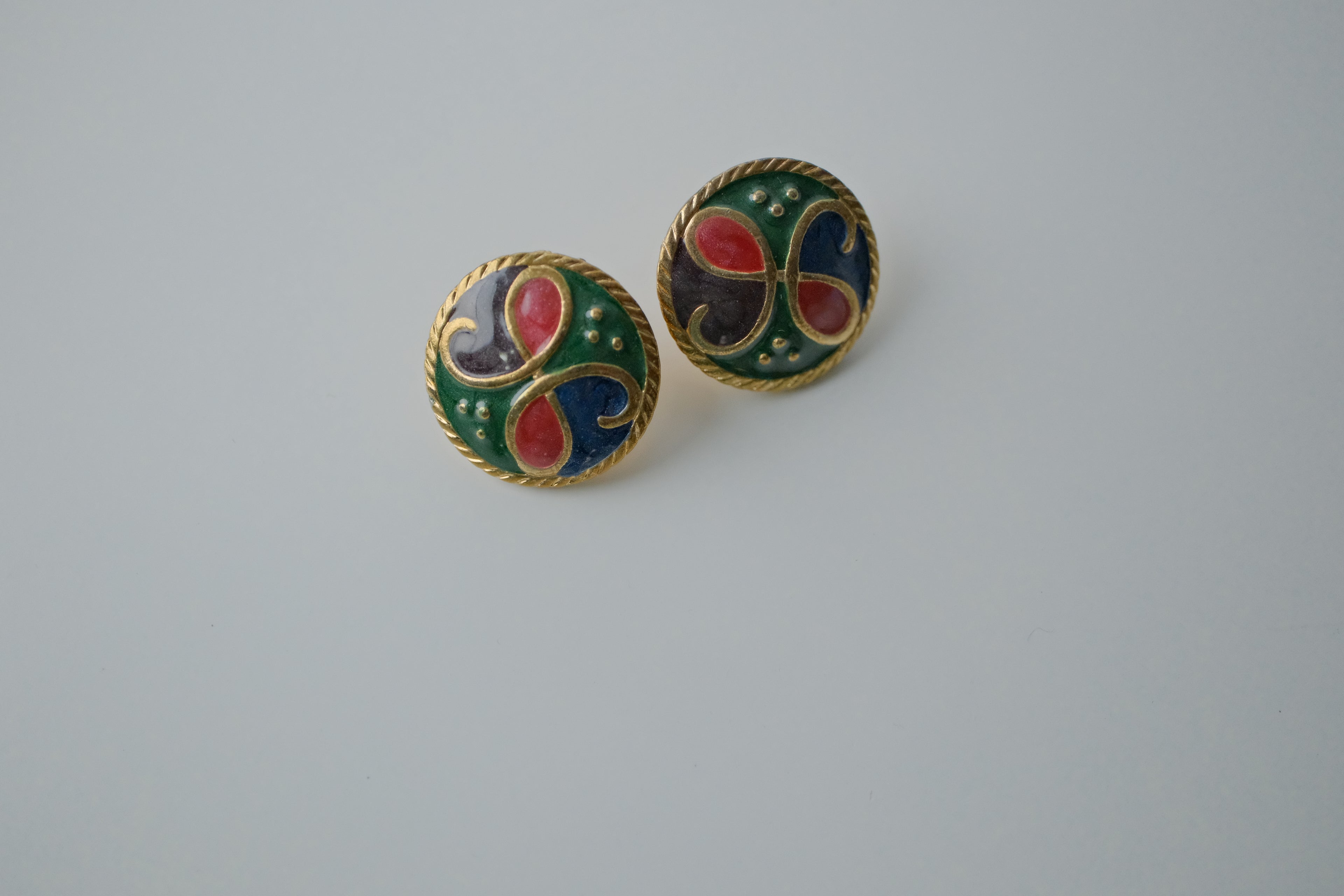 Vintage Multi-Coloured Enamel Earrings