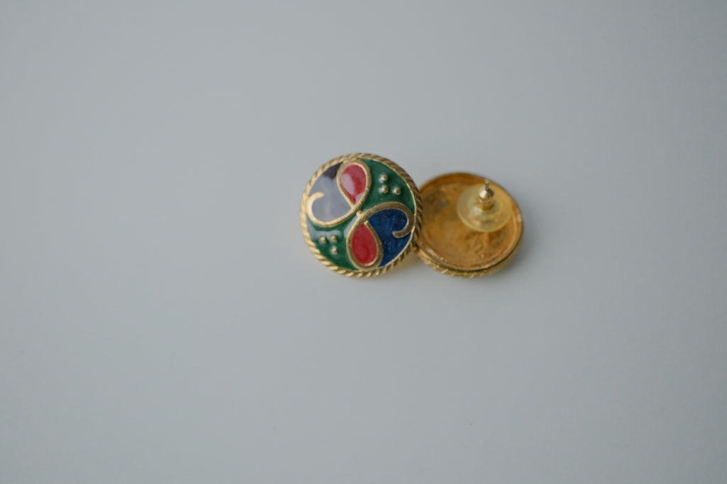 Vintage Multi-Coloured Enamel Earrings