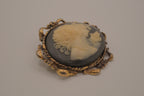 Vintage double-portrait Cameo profile brooch