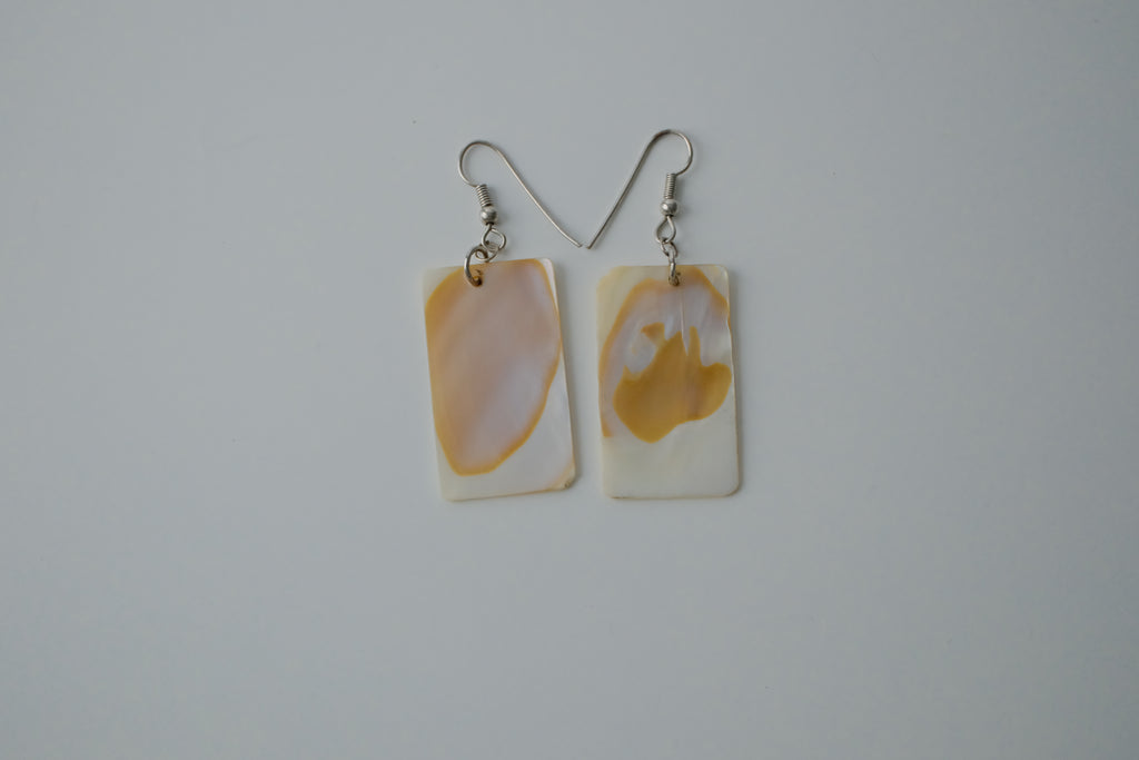 Vintage Mother of Pearl Slice Dangle Earrings