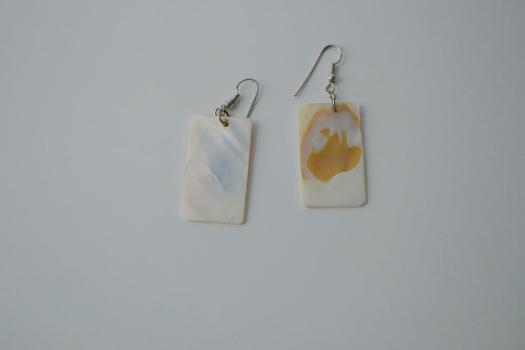 Vintage Mother of Pearl Slice Dangle Earrings