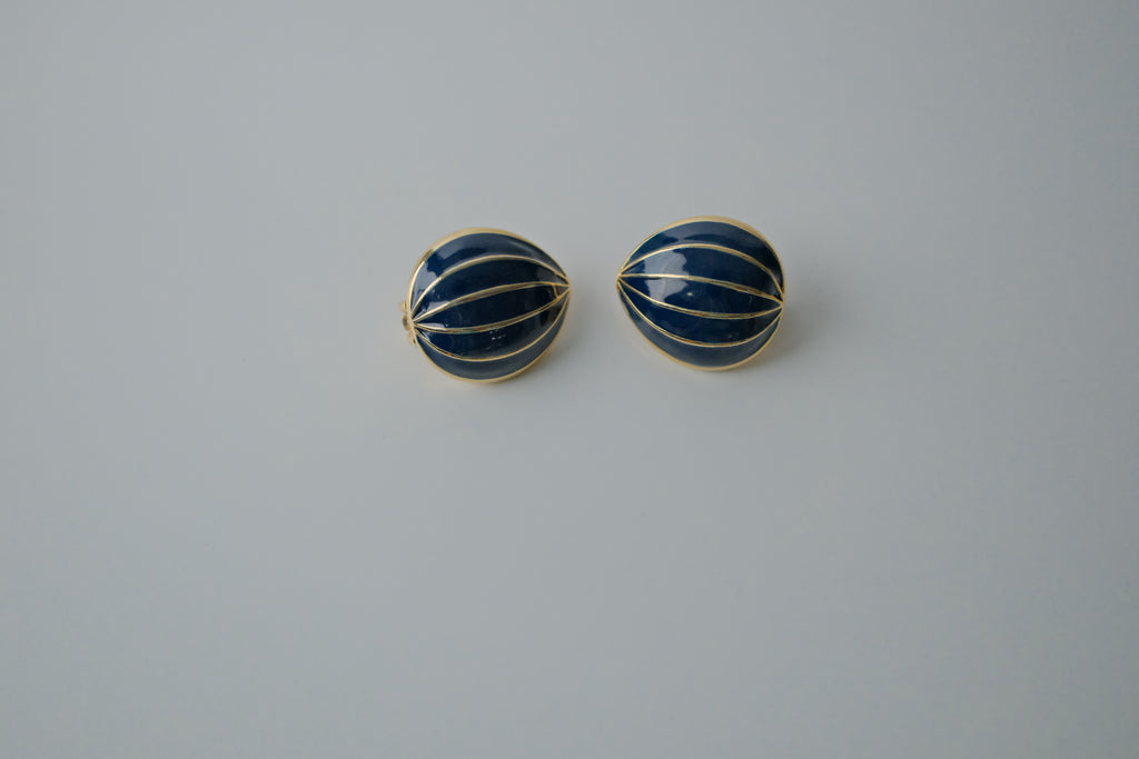 Vintage Napier Blue Enamel Dome Earrings