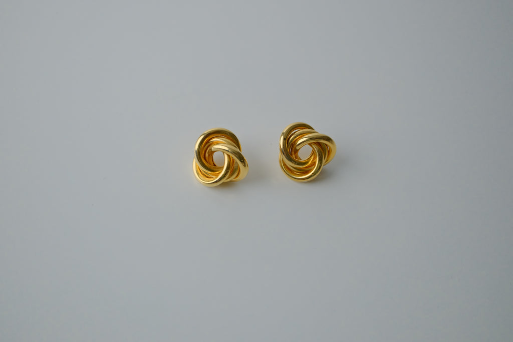 Vintage Gold Tone Love Knot Earrings