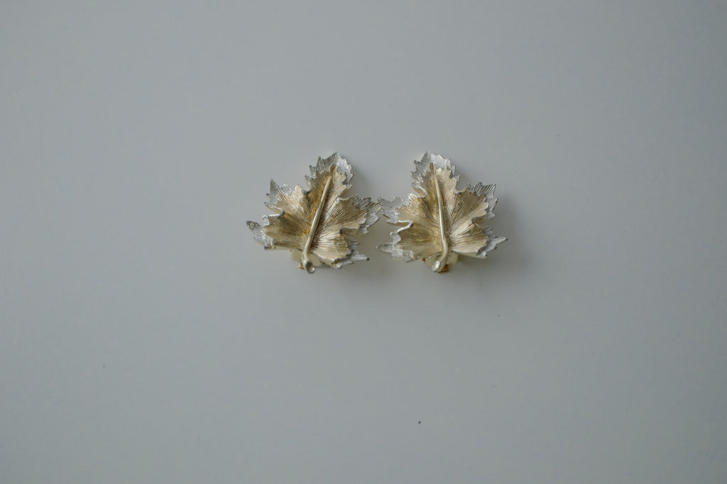 Vintage Sarah Coventry Two-Tone Leaf Earrings