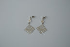 Vintage Silver Tone Fan Earrings