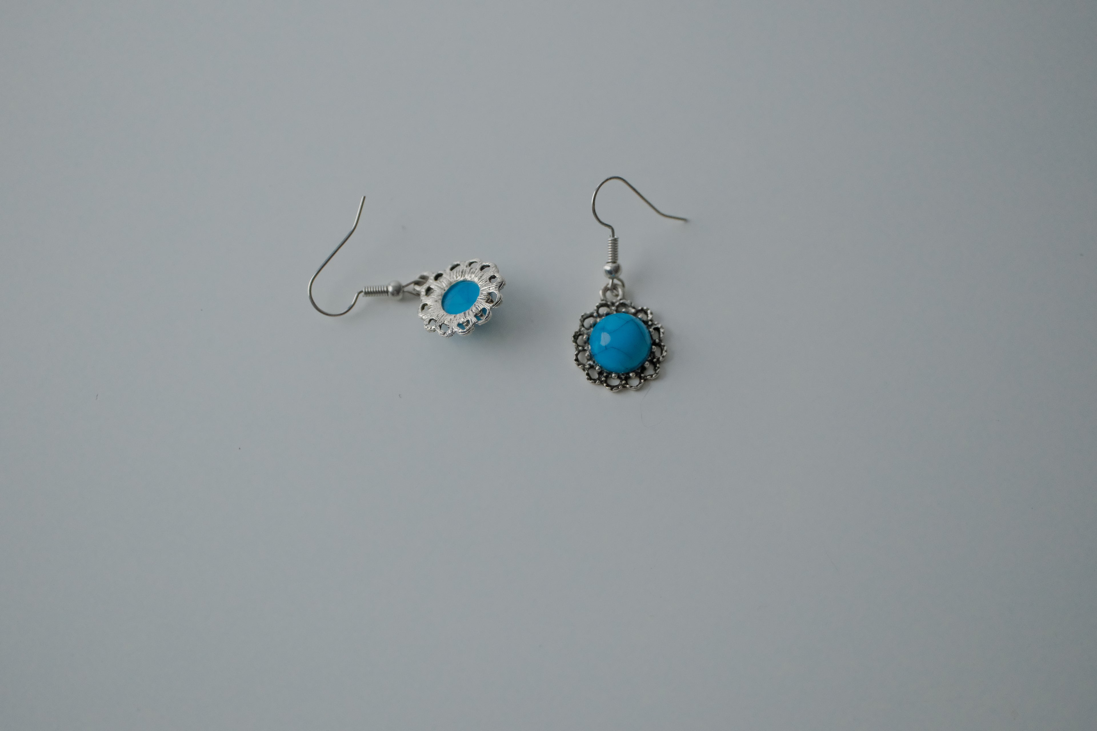 Vintage Silver Tone Turqouise Earrings