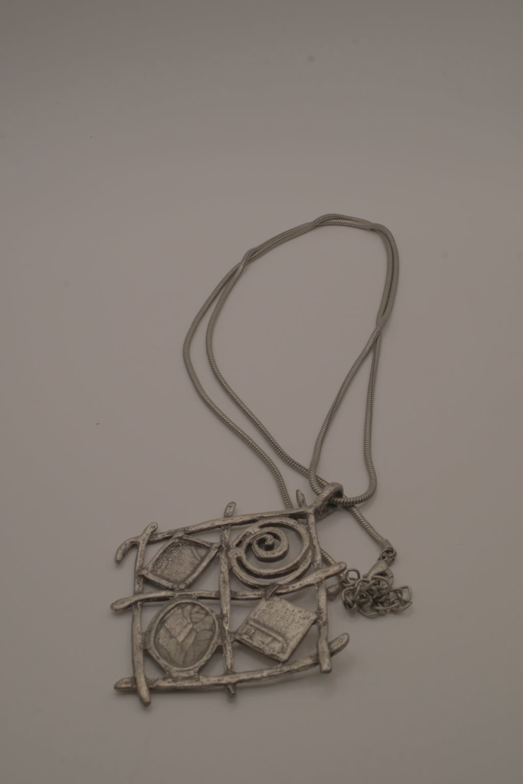 Vintage multi-accent grid pendant necklace