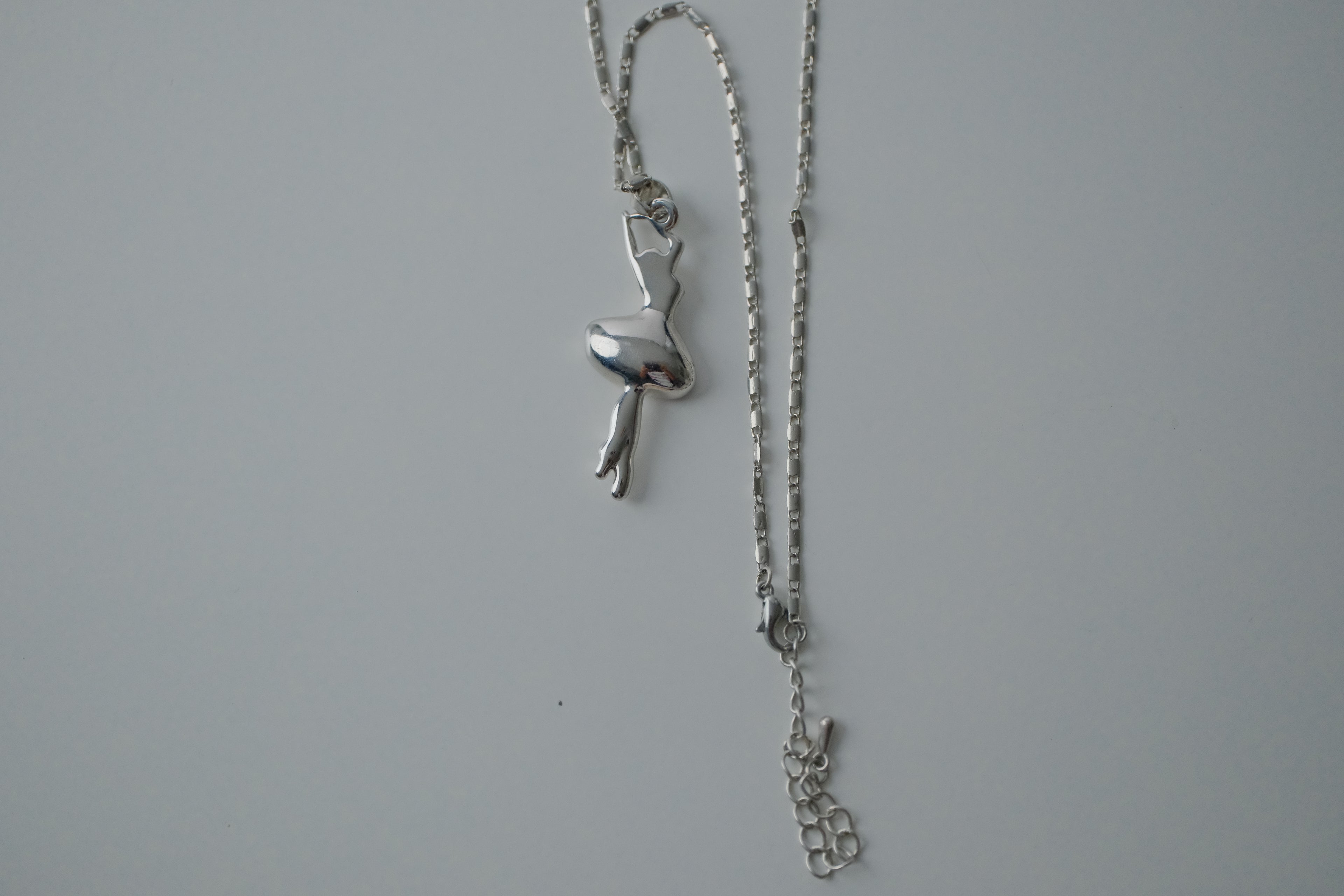 Pink Crystal Ballerina Silver Necklace