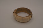 Vintage brass and bone inlay bangle bracelet